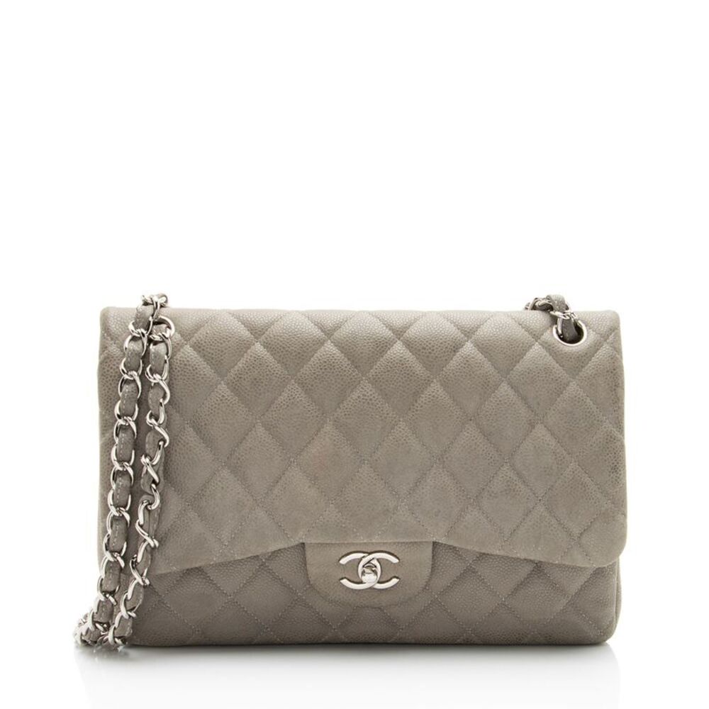 Chanel Matte Caviar Leather Classic Jumbo Double Flap Bag